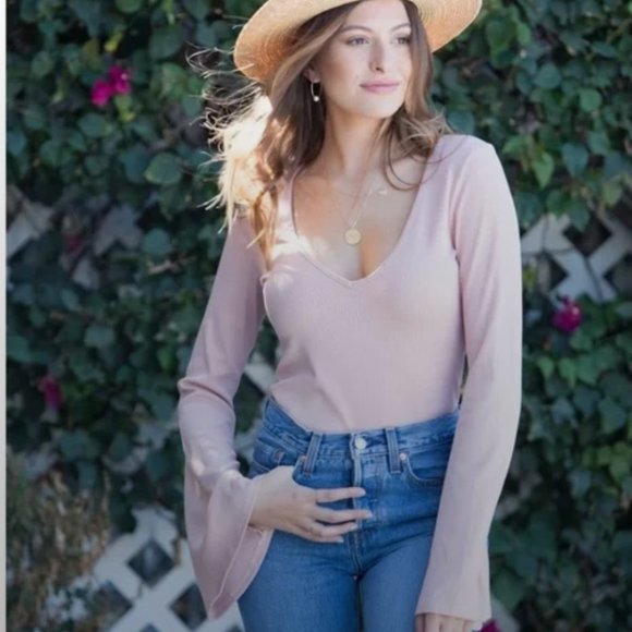 NWT Free People Charli Bodysuit Bell Sleeve - Picture 2 of 9